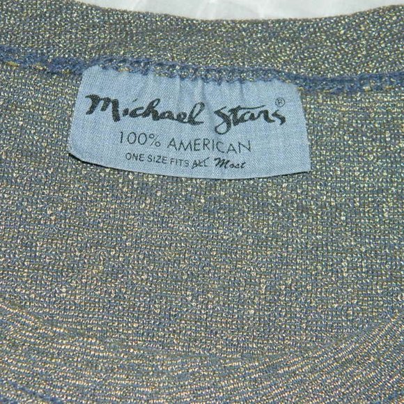 Michael Stars Green/Grey Metalic 3/4 Sleeve Top Med - Picture 4 of 9